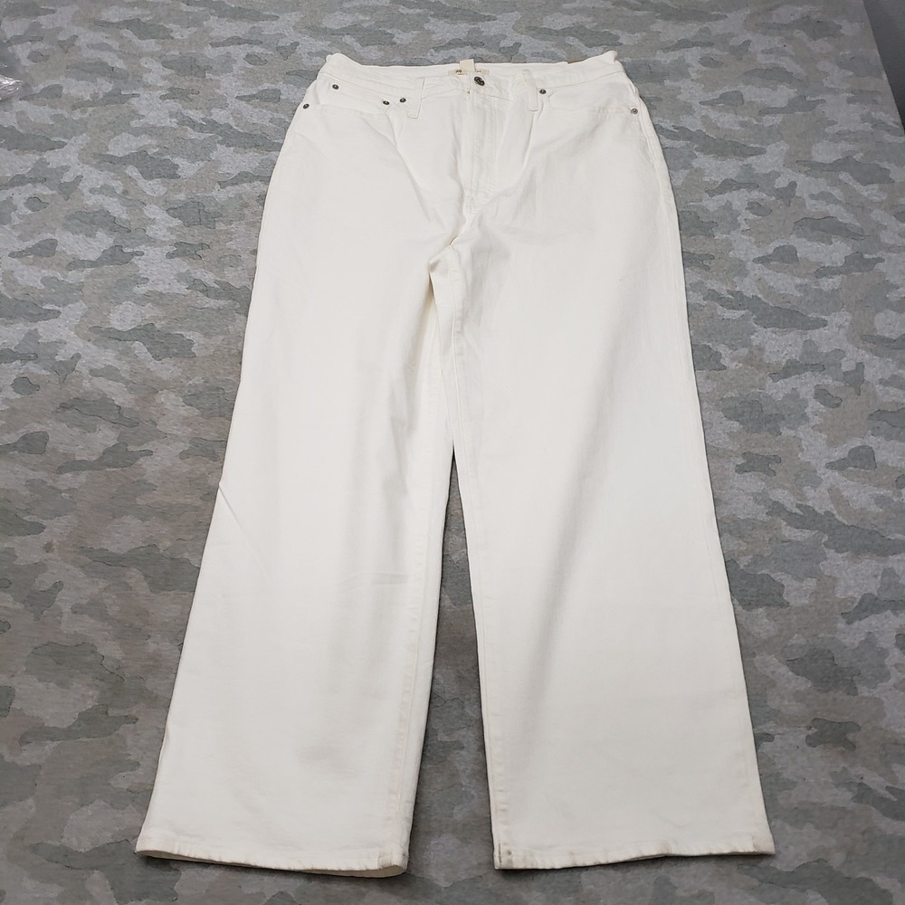 Madewell Jeans Womens 33 T‎ Beige Wide Leg Crop Pockets NWT
